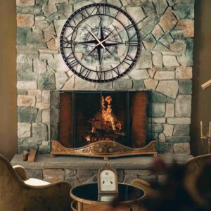 Compass Metal Silent Large Wall Clock, Home Decor, Home Gift