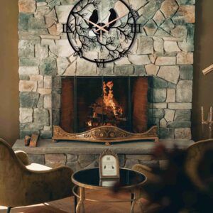 Birds And Tree Clock, Tree Metal Wall Clock, Black Wall Clock, House Warming Gift, Extra Large Clock, Metal Art Wall Clock, Oversized Clock