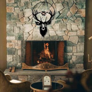Deer Metal Wall Clock, Deer Unique Wall Clock, Large Wall Clock, Silent Farmhouse Clock, Patio Wall Clock, Boho Wall Clock, Clocks For Wall