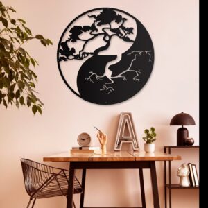 Unique Bonsai Tree Wall Decor/Aesthetic Modern Metal Wall Art/ Gift For Her New Home Gift House Black Living Room Wall Decor