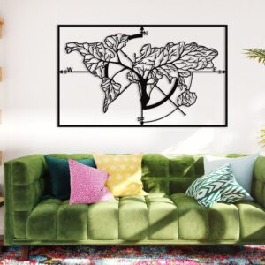 Metal Tree World Map, Aesthetic Bedroom Wall Decor, Metal Farmhouse Wall Decor, Metal Kitchen Wall Art, Father Gift