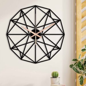 Geometric Clock, Modern Wall Clock, Silent Large Wall Clock, Unique Wall Clock, Black Oversized Wall Clock, New Home Gift, Clocks For Wall