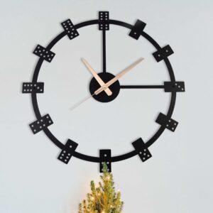 Domino Modern Wall Clock, Metal Wall Clock, Home Decor And Gifts, Unique Wall Clock, Game Room Clock, Oversized Wall Clock, Clocks For Wall