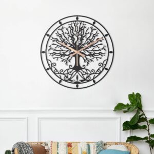 Tree Of Life Clock, Unique Wall Clock, Oversized Wall Clock, Small Metal Wall Clock, Black Wall Clock, Large Mantel Clock, Laser Cut Clock