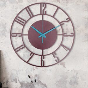 Burgundy Wall Clock, Modern Wall Clock, Silent Small Wall Clock, Unique Wall Clock, Metal Wall Clock, Oversized Wall Clock, Clocks For Wall