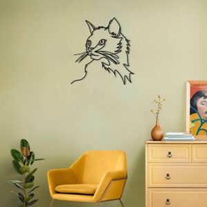 Minimalist Cat Decor, Aesthetic Animal Wall Art, Boho Wall Decor, Modern Living Room Decor, Gift For Him, Metal Wall Decor