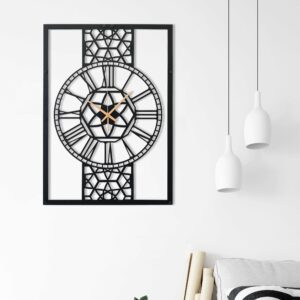 Modern Wall Clock, Quiet Black Wall Clock, Unique Wall Clock, Oversized Wall Clock, Metal Wall Clock, Housewarming Gift, Laser Cut Clock