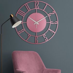 Magenta Metal Wall Clock, Large Wall Clock, Modern Wall Clock, Silent Wall Clock, Unique Wall Clock, Oversized Wall Clock, Clocks For Wall