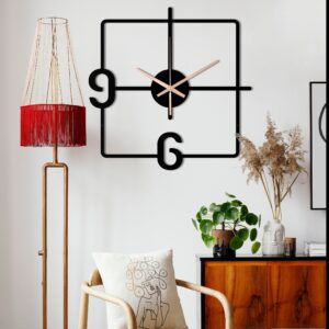 Minimalist Clock, Square Wall Clock, Unique Wall Clock, Black Metal Wall Clock, Silent Wall Clock, Home Decor And Gifts, Clocks For Wall