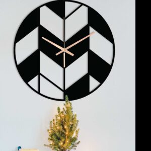 Minimalist Clock, Geometric Wall Clock, Unique Wall Clock, Black Wall Clock, Metal Art Wall Clock, Game Room Clock, Sunburst Wall Clock