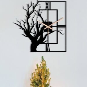 Tree Clock, Rectangle Wall Clock, Decorative Clock, Metal Wall Clock, Rectangular Wall Clock, Large Farmhouse Clock, Home Decor And Gifts