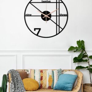 Minimalist Clock, Oversized Wall Clock, Metal Wall Clock, Farmhouse Wall Clock, Small Wall Clock, Unique Wall Clock, Black Wall Clock