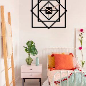 Minimalist Clock, Geometric Wall Clock, Square Wall Clock, Clocks For Wall, Metal Wall Clock, Unique Wall Clock, Black Small Wall Clock