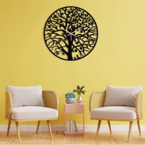 Modern Office Wall Clock, Oversized Wall Clock, Decorative Clock, Metal Wall Clock, Large Wall Clock, Black Wall Clock, Laser Cut Clock