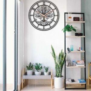 Metal Tree Of Life Clock, Oversized Wall Clock, Farmhouse Wall Clock, Unique Wall Clock, Silent Wall Clock, Big Wall Clock, Clocks For Wall