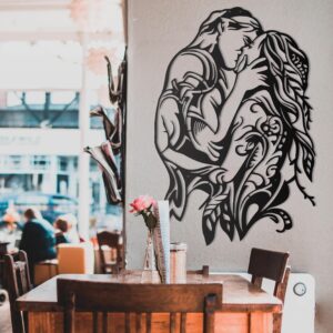 Kiss Decor, Unique Wall Decor, Over The Bed Metal Wall Decor, Living Room Decor, Housewarming Gift, Modern Wall Decor, Girlfriend Gift