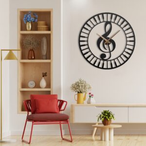 Music Wall Clock, Metal Wall Clock, Unique Wall Clock, Black Wall Clock, Huge Wall Clock, Small Wall Clock, Horloge Murale, Laser Cut Clock