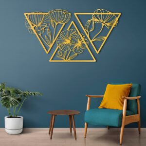 Flowers Metal Wall Decor, Gold Wall Decor, Large Wall Decor, Silver Wall Decor, Oversized Wall Decor, Living Room Decor, Metal Wall Art