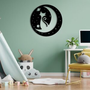 Moon Wall Decor, Cat Wall Decor, Kids Room Decor, Metal Wall Decor, Unique Wall Decor, Children Room Metal Wall Art, Housewarming Gift