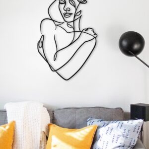 Minimalist Naked Woman Wall Decor, Minimalist Wall Art, Flower Wall Decor, Abstract Wall Decor,  Unique Over The Bed Decor, Home Decore