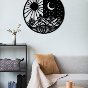 Moon Phase Waall Decor, Metal Wall Decor, Oversized Wall Decor, Farmhouse Wall Decor, New Home Gift, Sun Livingroom Wall Decor, Wall Decor