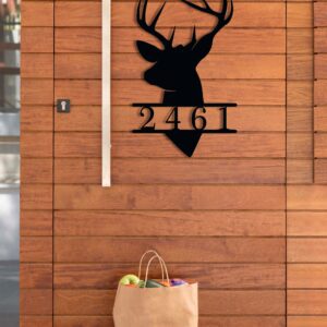 Custom Metal Sign, House Number, Last Name Metal Sign, Deer Decor, Family Metal Sign, Name Metal Sign, House Name Sign
